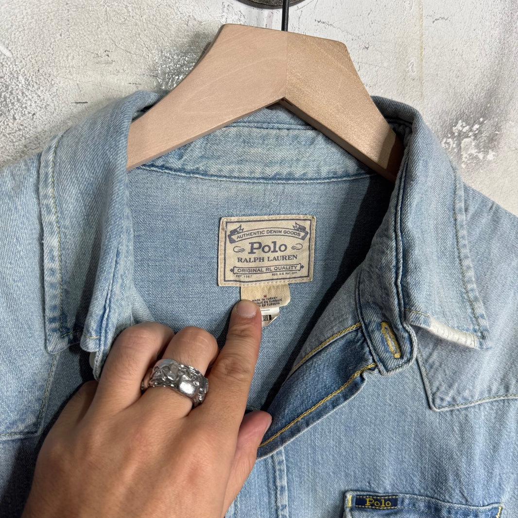 Ralph Lauren Lightwash Distressed Western Denim Shirt