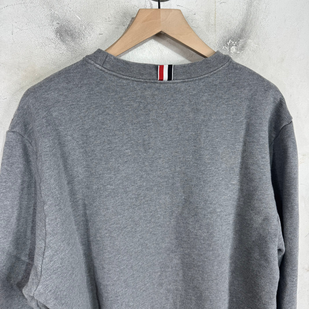 Thom Browne Grey Diagonal Striped Crewneck