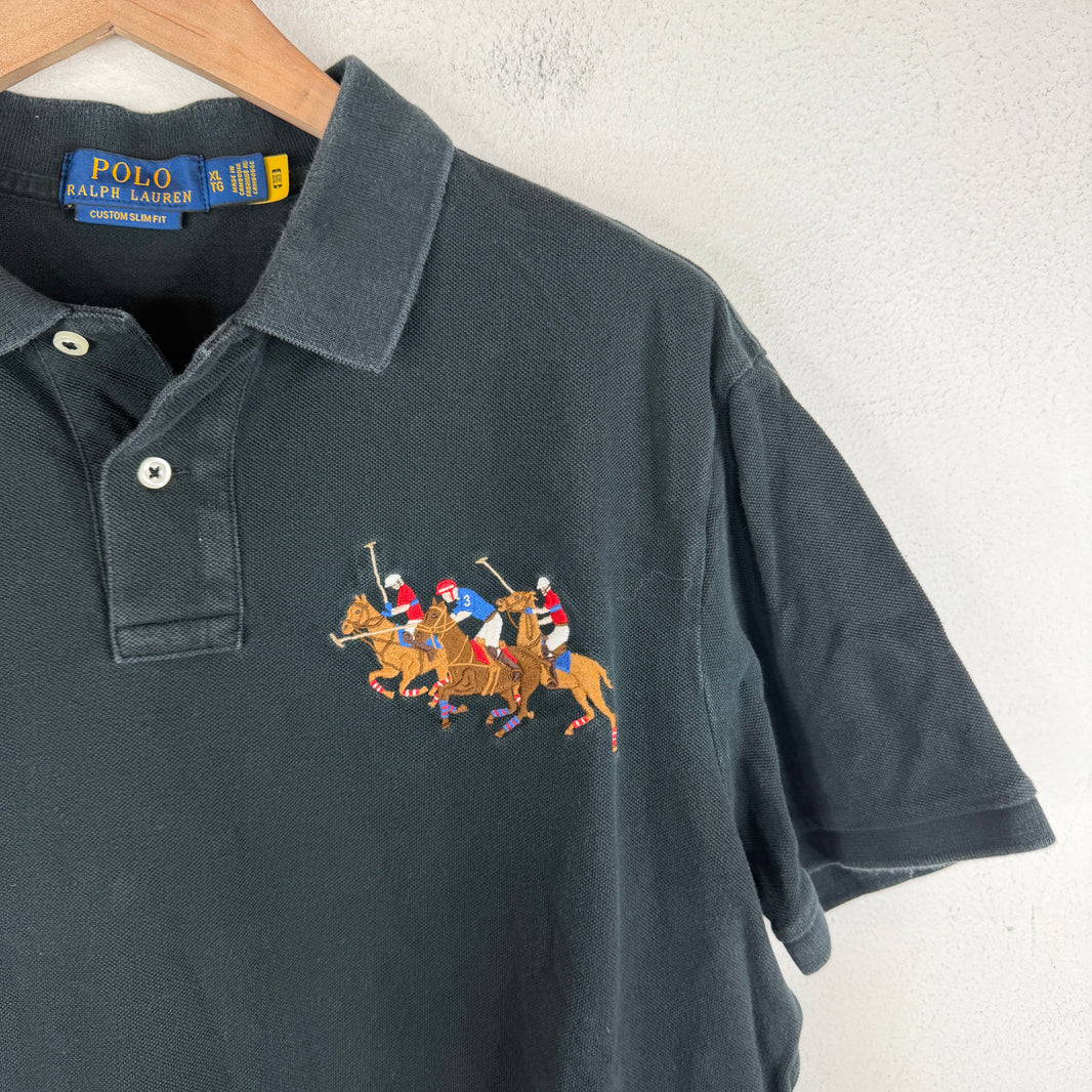 Polo Ralph Lauren Black 3 Horse Embroidered 3 Polo T-Shirt