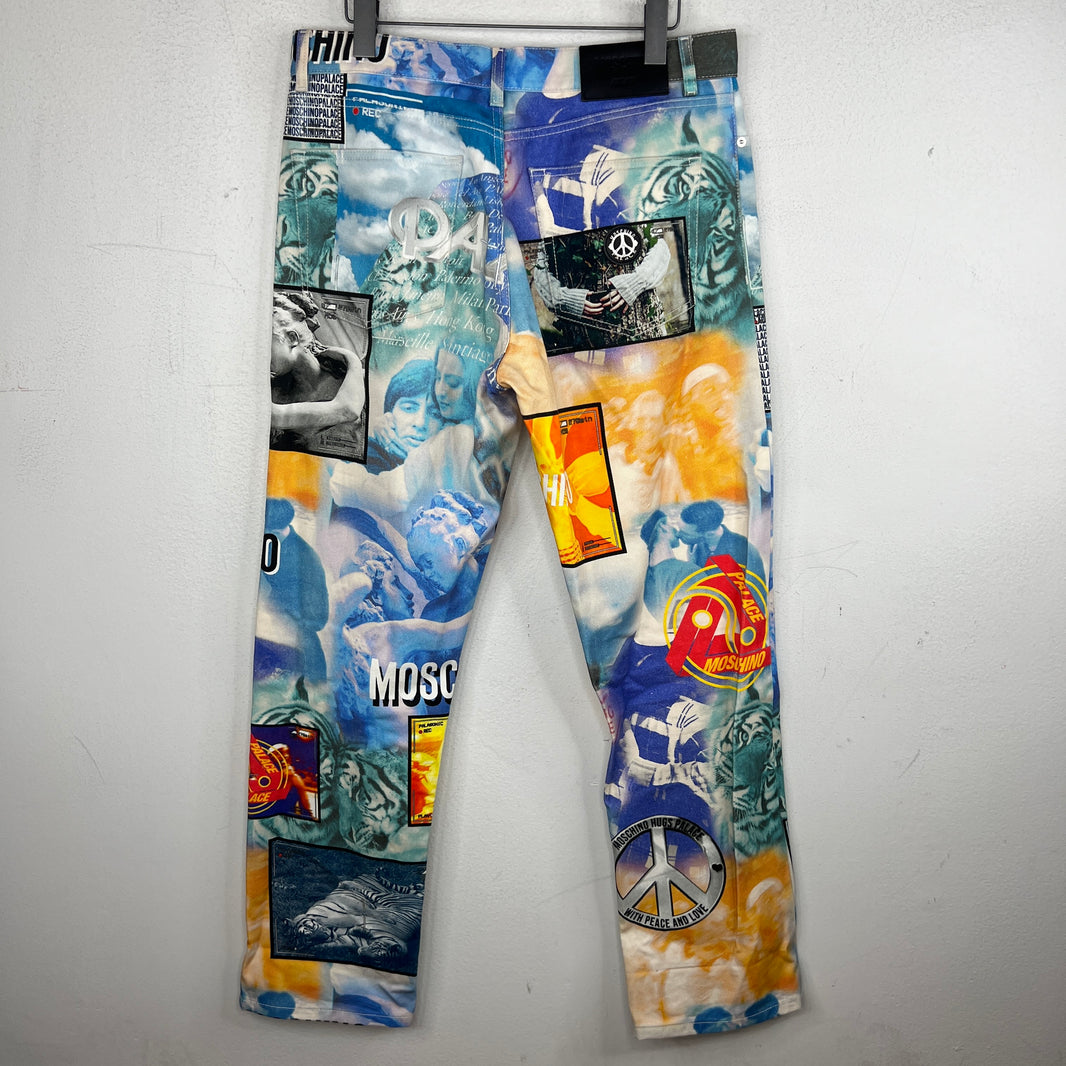 Palace Moschino Blue All Over Print Denim Jeans