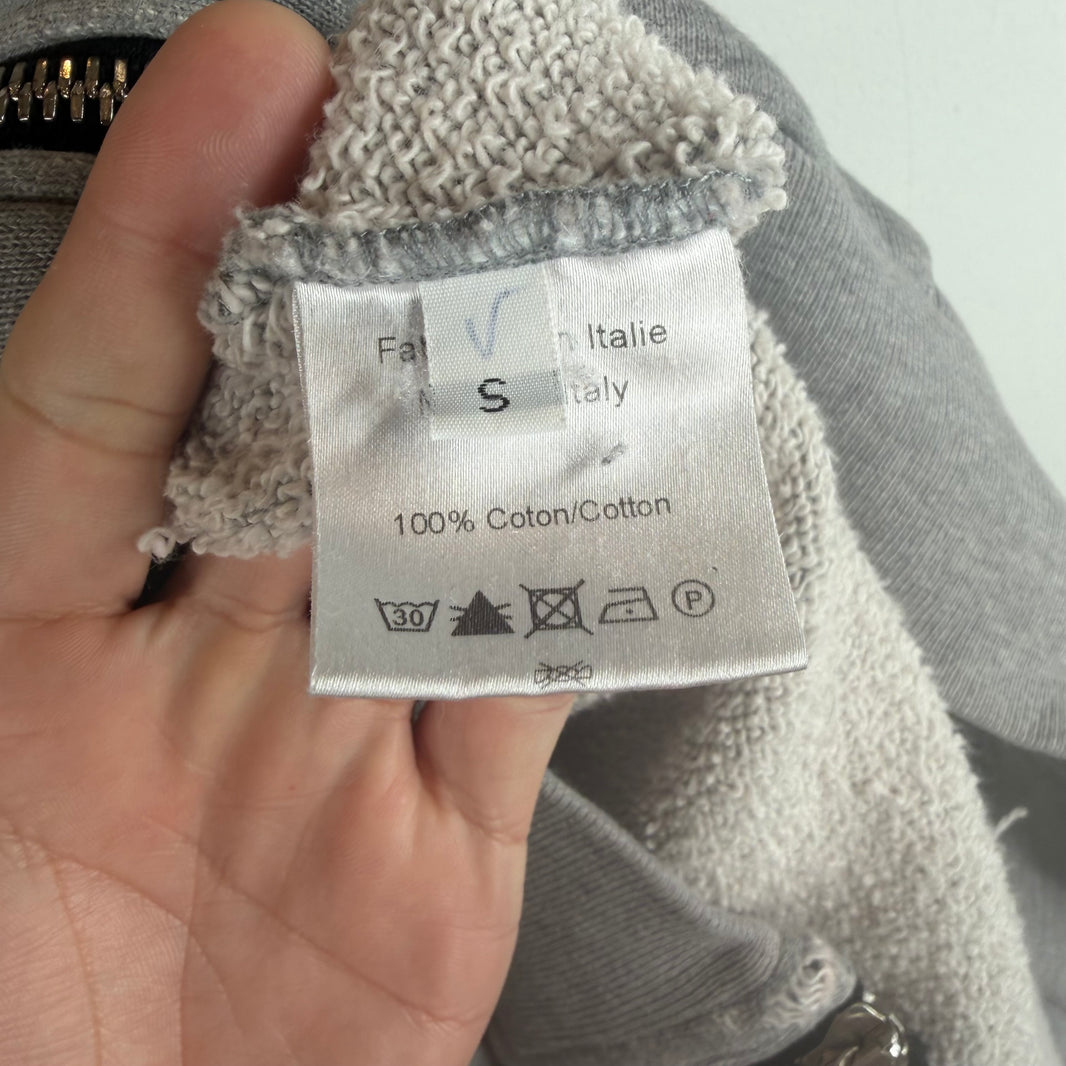 Balmain Gray Patchwork Graffiti Zip Up Hoodie