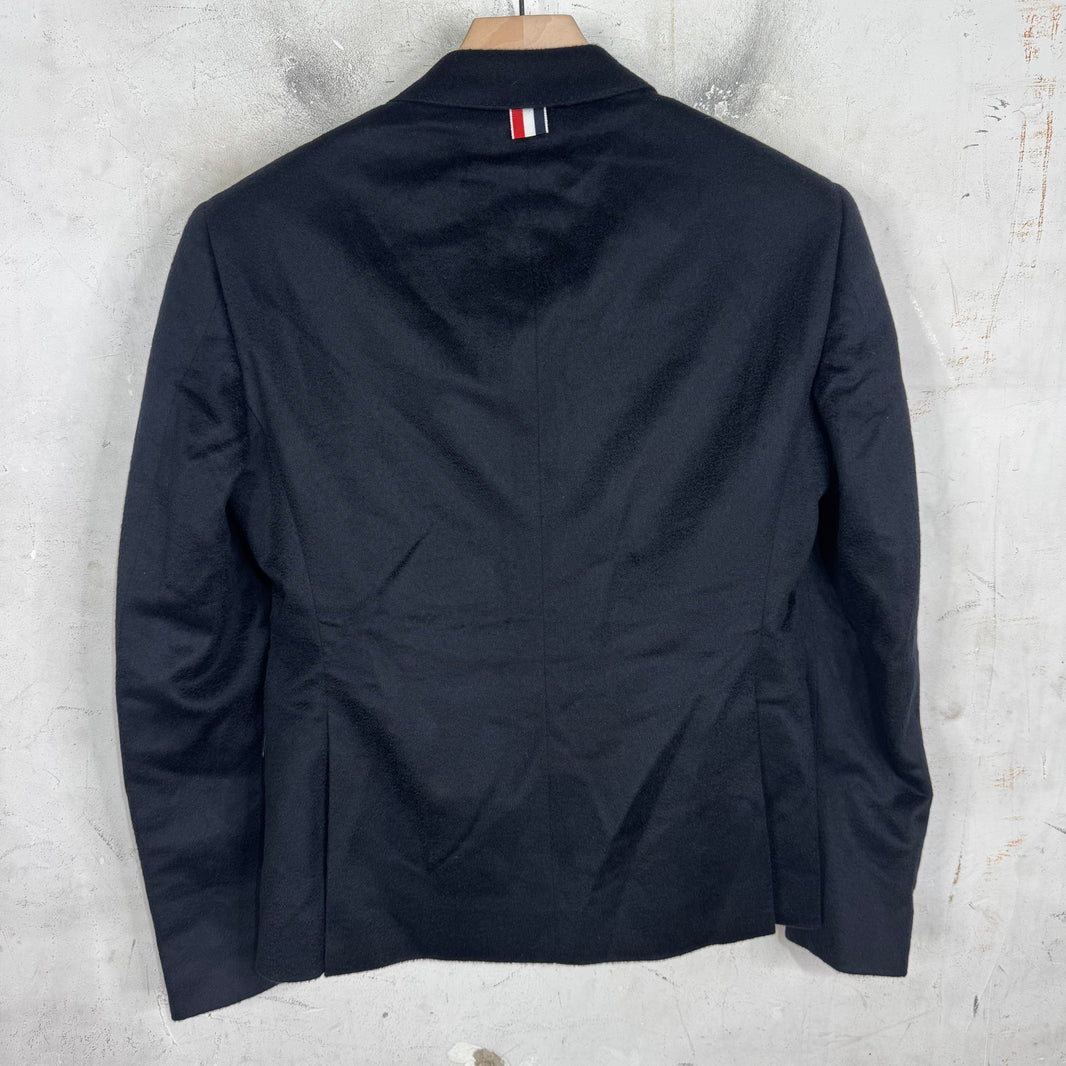 Thom Browne Black Felt Wool Gold Hardware Blazer