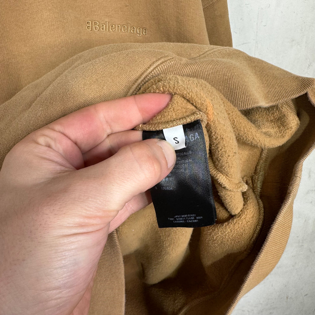 Balenciaga Embroidered Logo Brown Hoodie