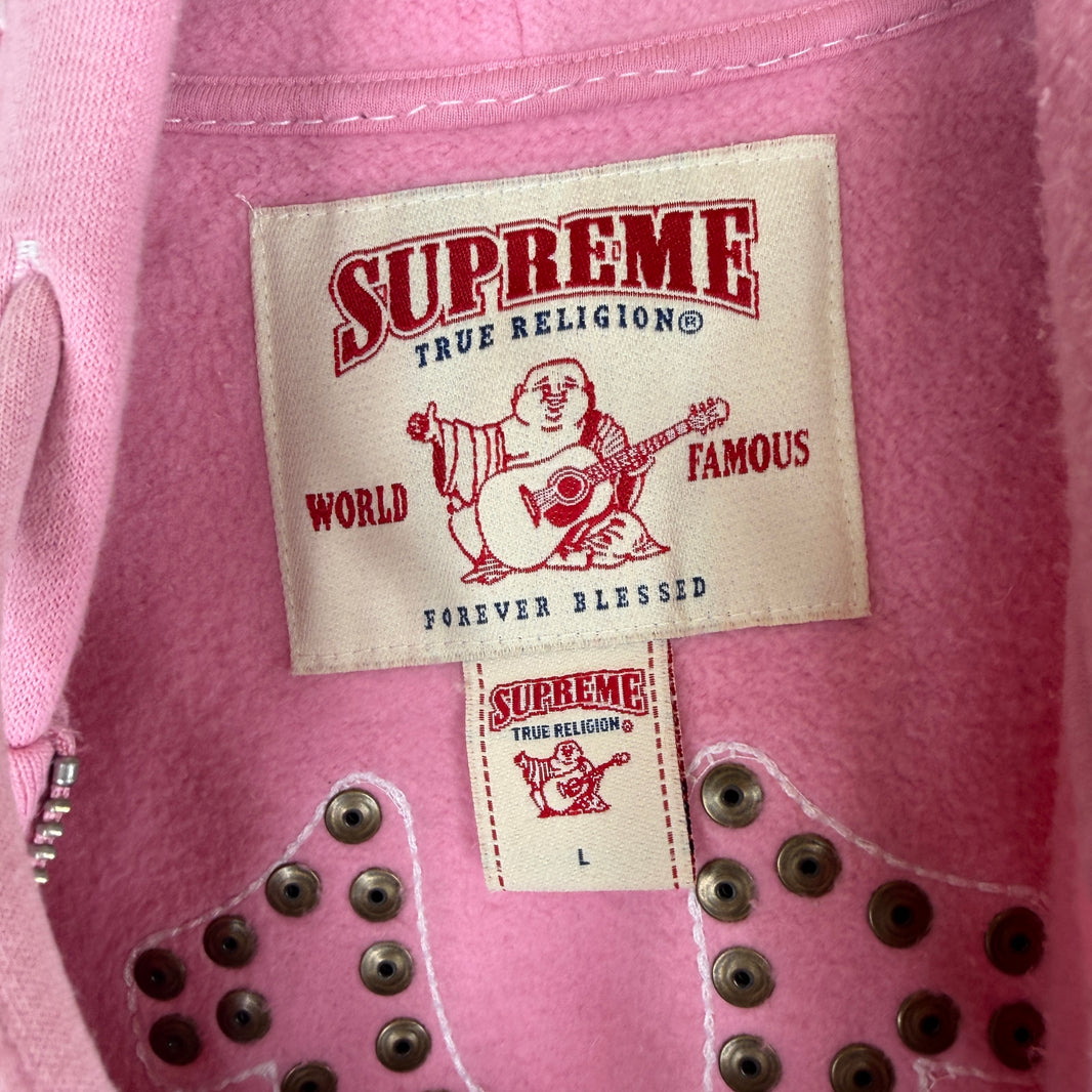 Supreme True Religion Pink Zip Hoodie