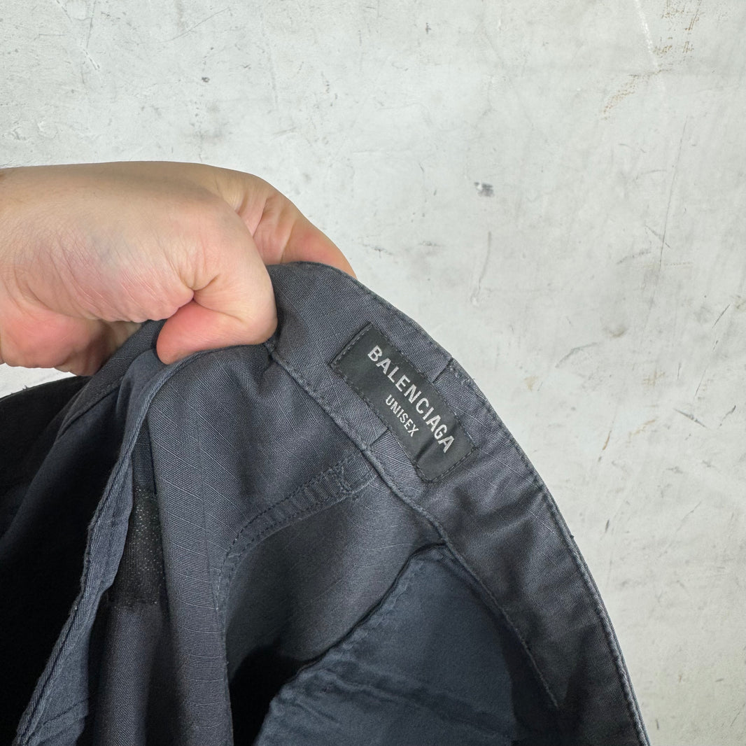 Balenciaga Grey Distressed Ripstop Convertible Cargos