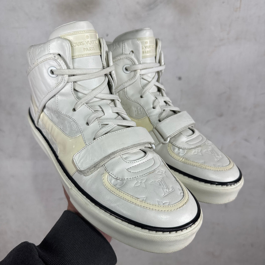 Louis Vuitton White Straped Monogram Patent Sneakers