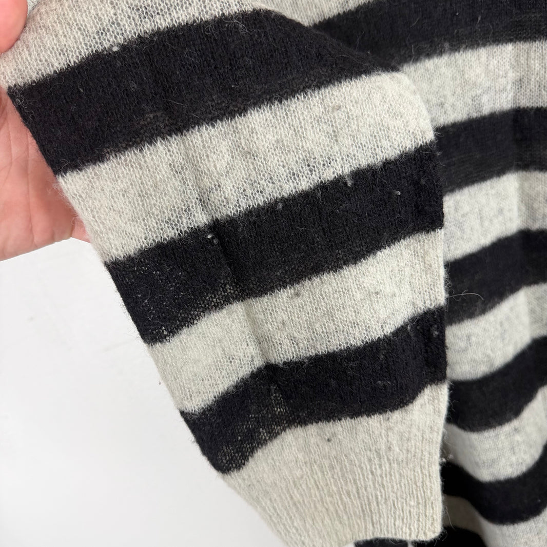 Dries Van Noten Striped/Cheetah Thin Knit Sweater