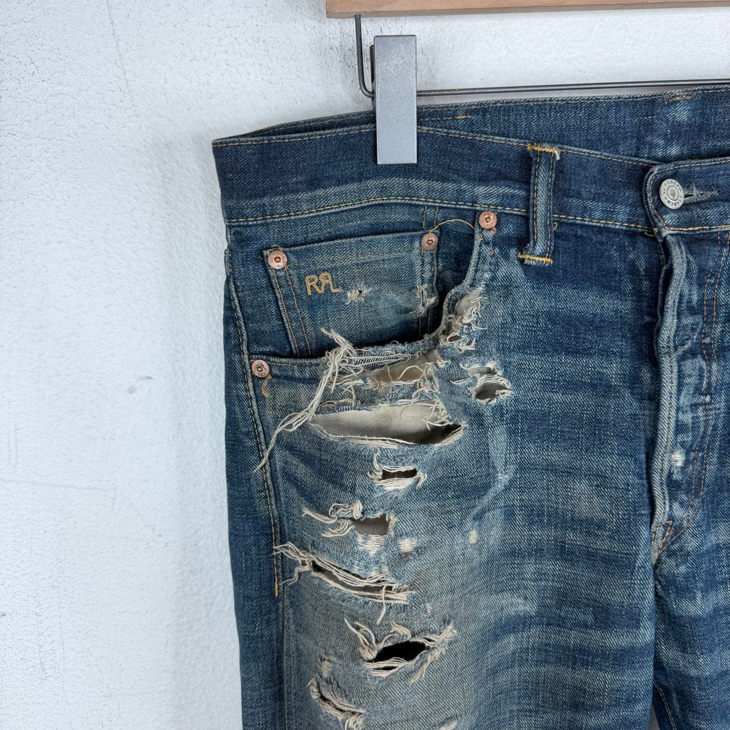 RRL Distressed Slim Fit Jeans