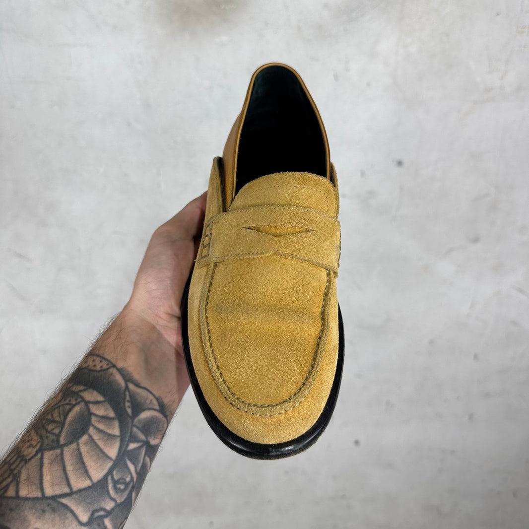 Loewe Tan Suede/ Leather Fold Down Loafers