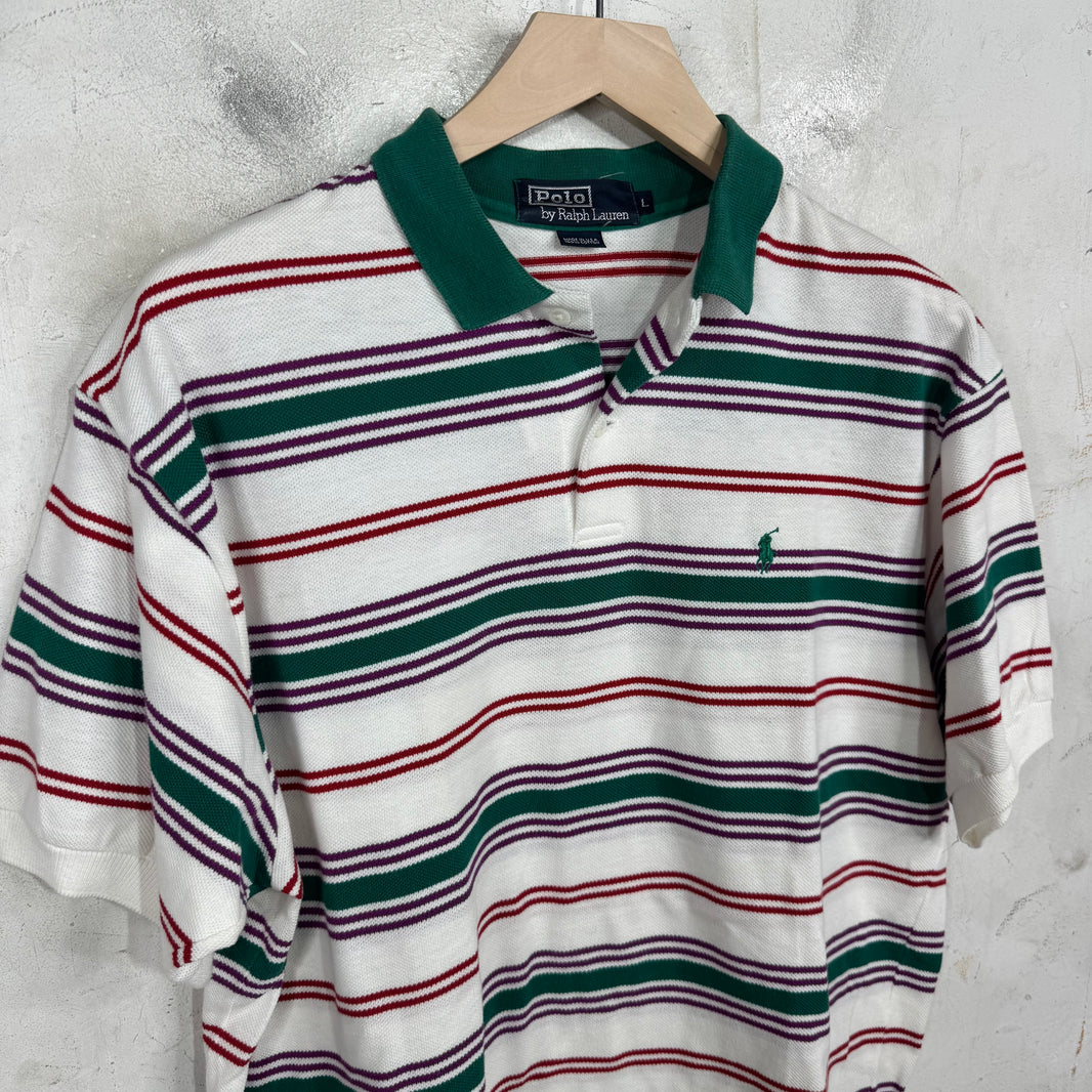 Ralph Lauren Striped White/Green/Red Polo