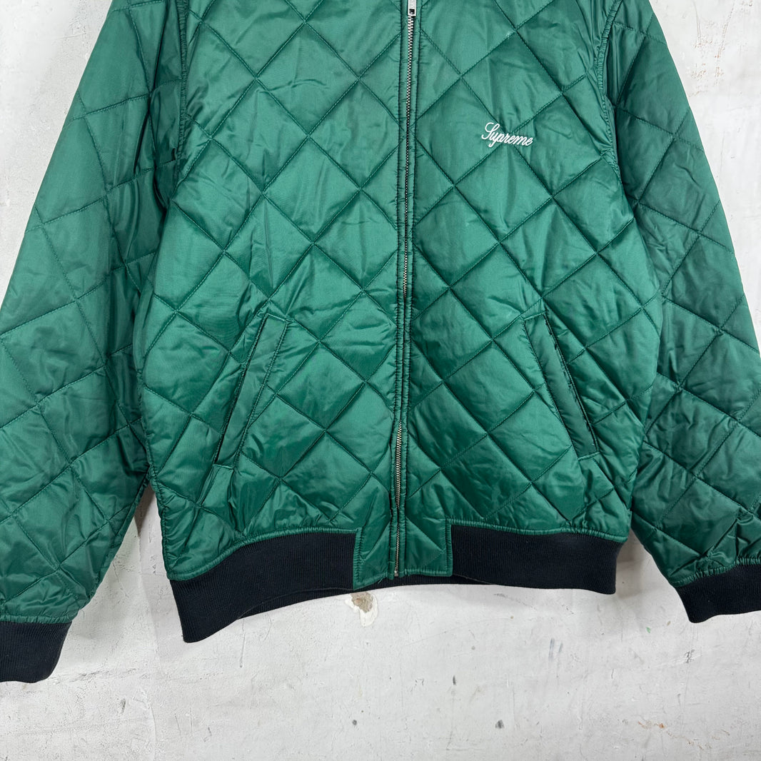 Supreme Green Sequin Patch Quilted Bomber