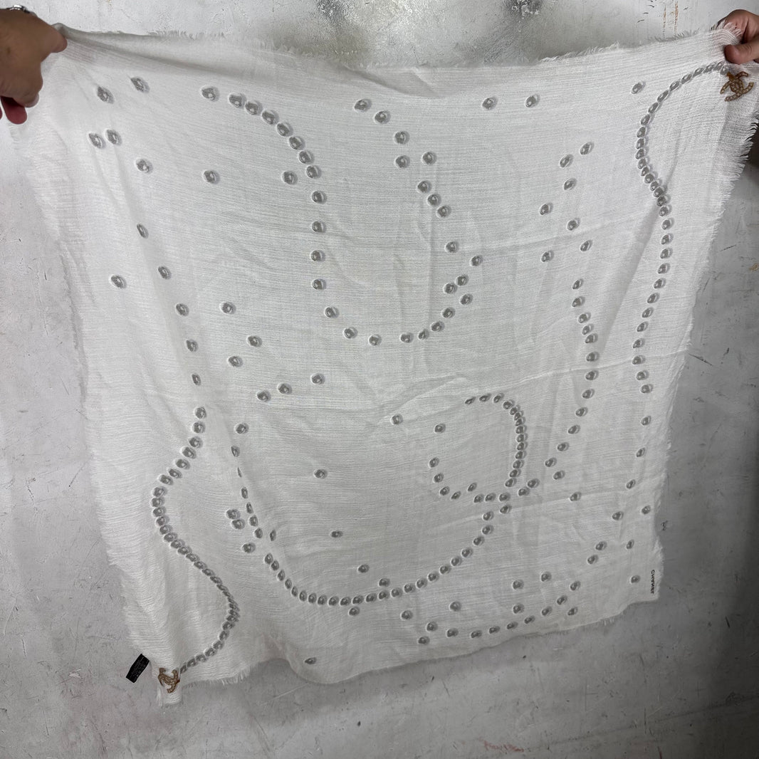 Chanel Pearl Cashmere Scarf