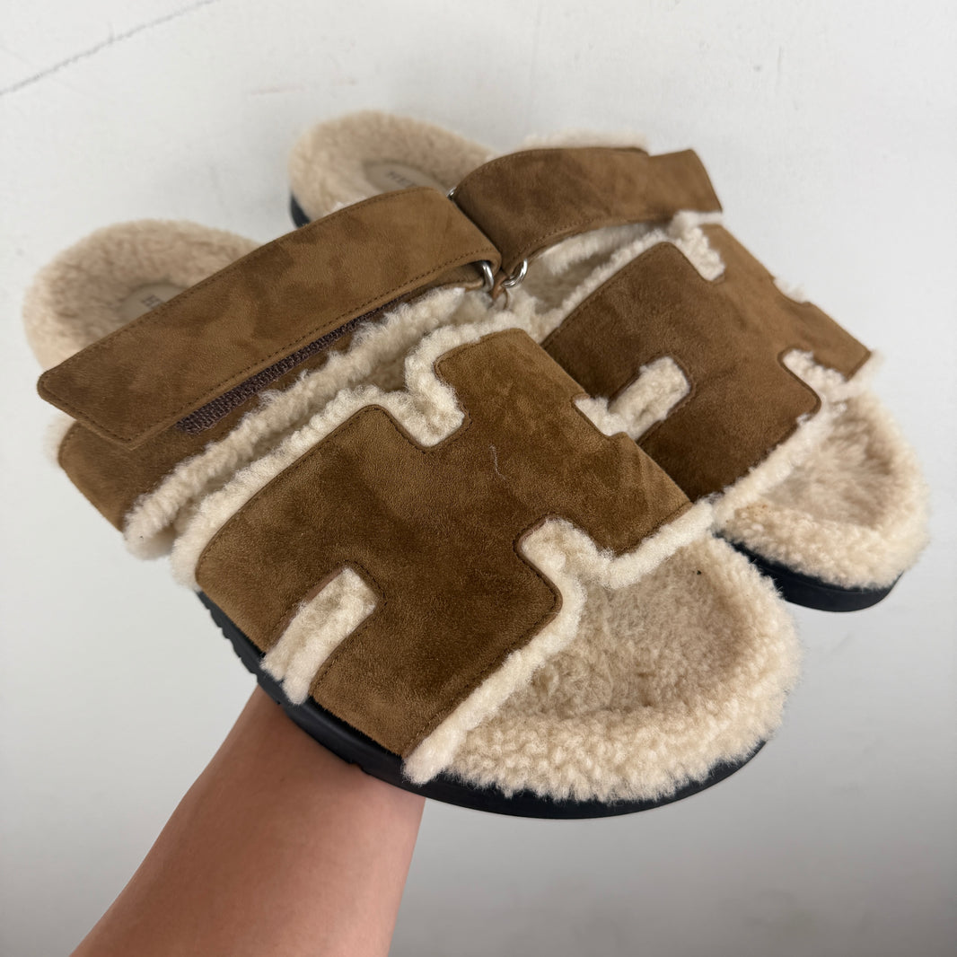 Hermes Shearling Chypre Slides