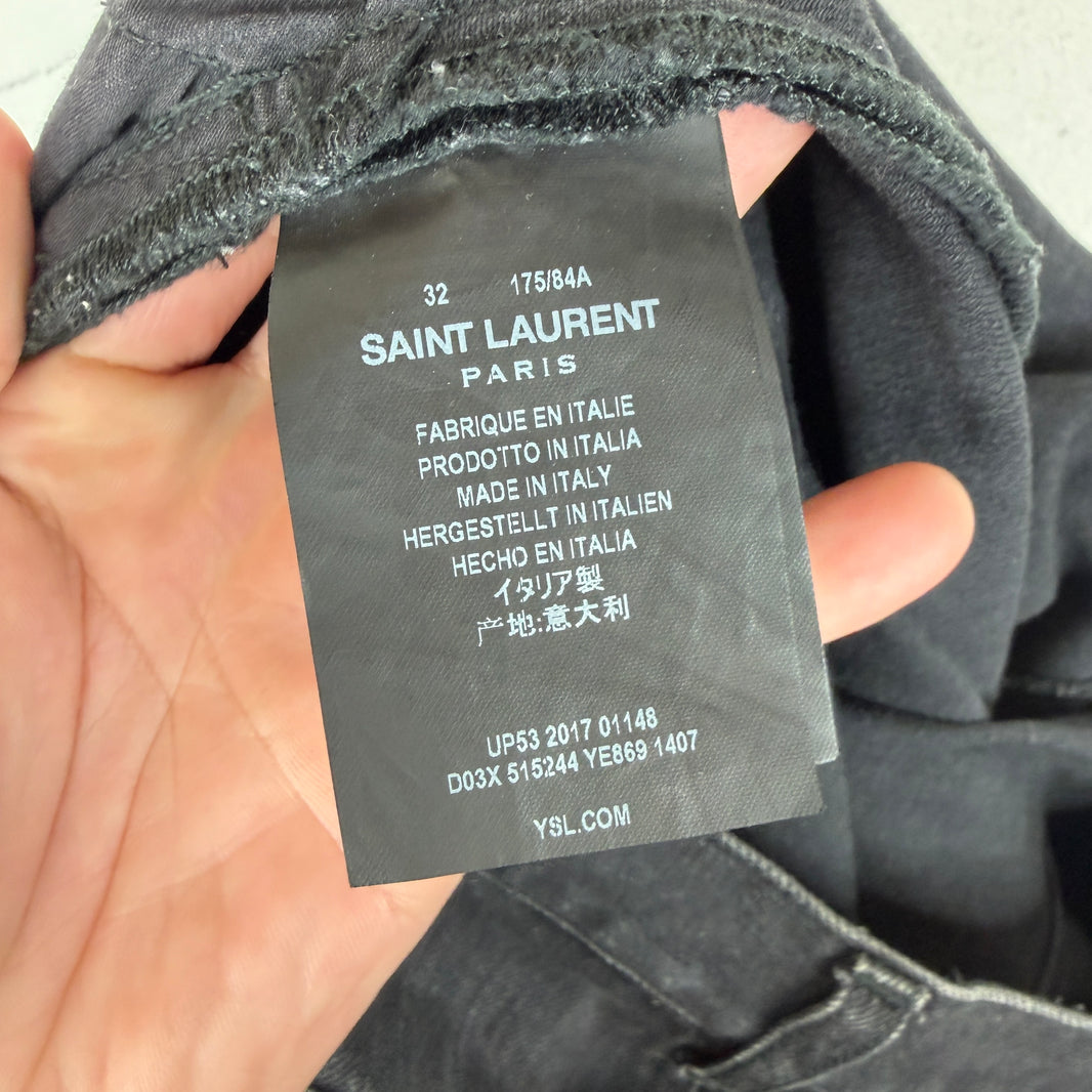 Saint Laurent Black D02 Knee Cut Denim Jeans