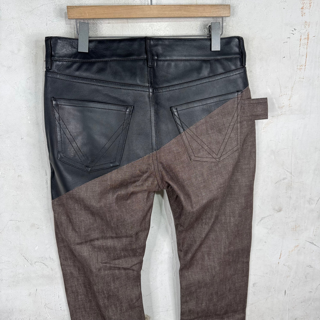 Bottega Veneta 2020 Pre-Spring Leather/Denim Split Pants