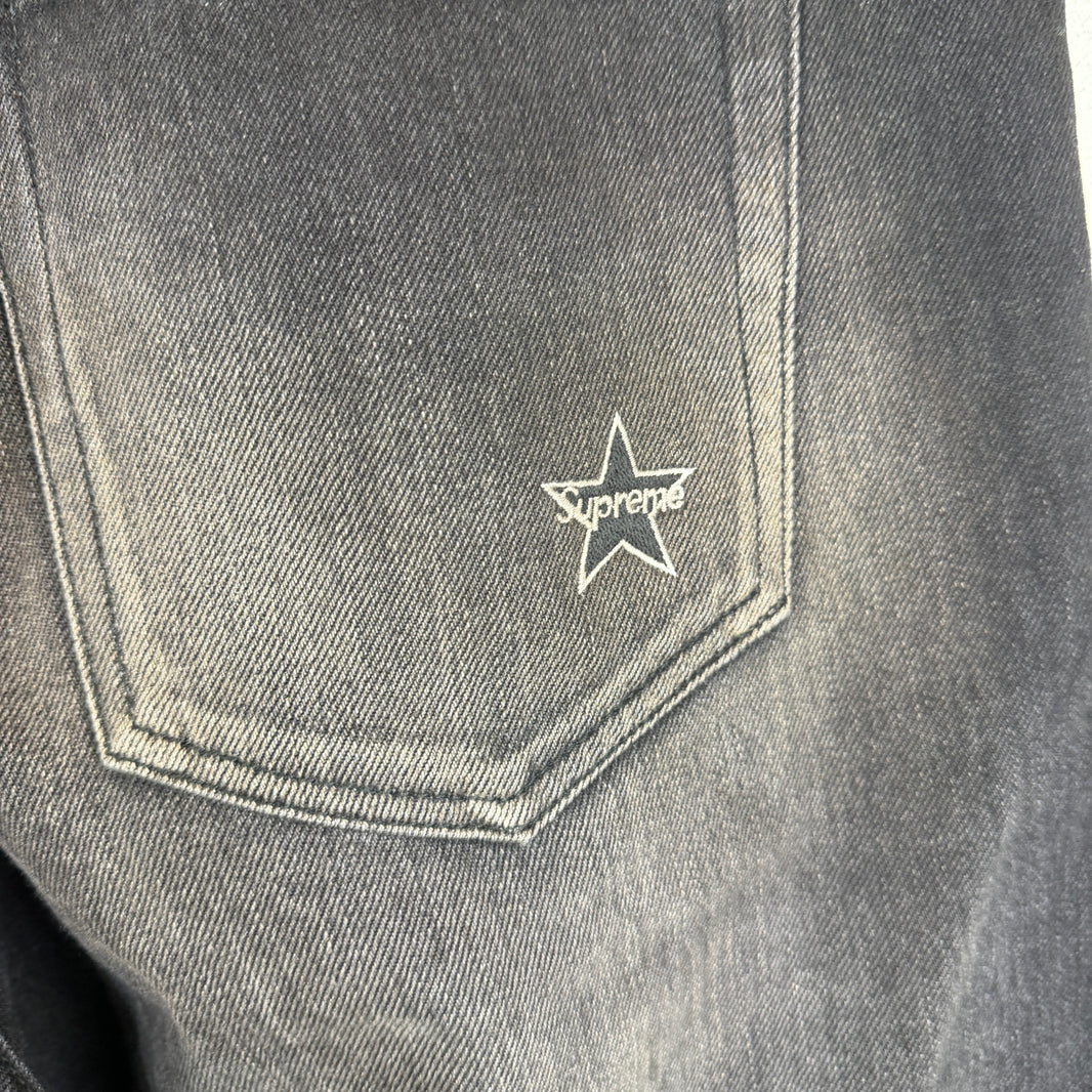 Supreme Black Mud Wash Selvedge Jeans