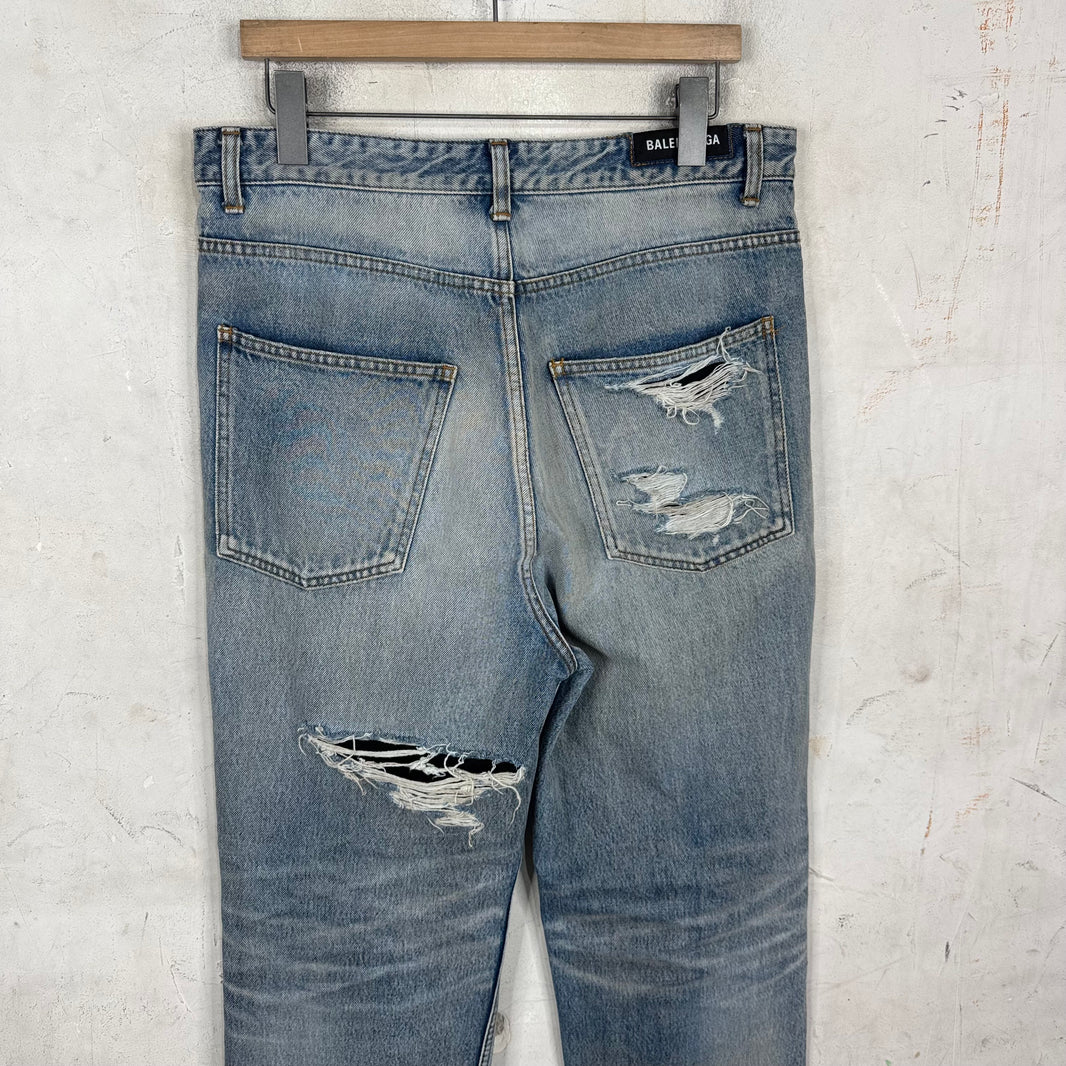 Balenciaga Layered Track Distressed Jeans
