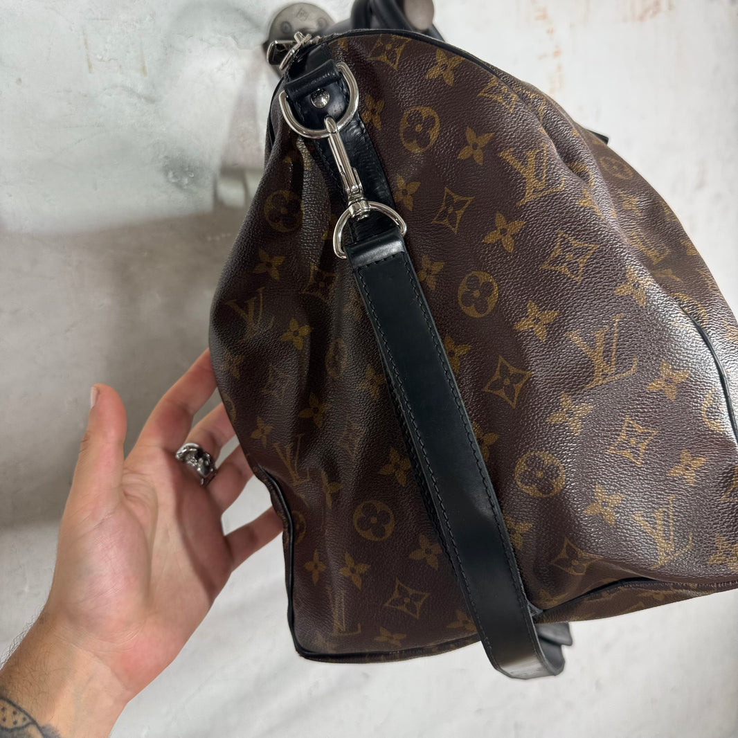 Louis Vuitton Brown Monogram Black Trim Keepal 55