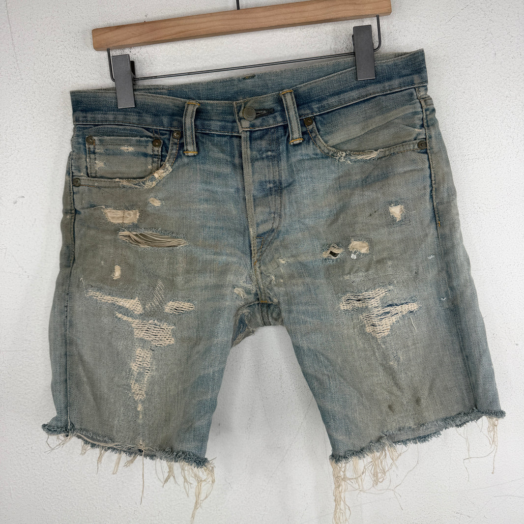 RRL Chopped Distressed Denim Shorts