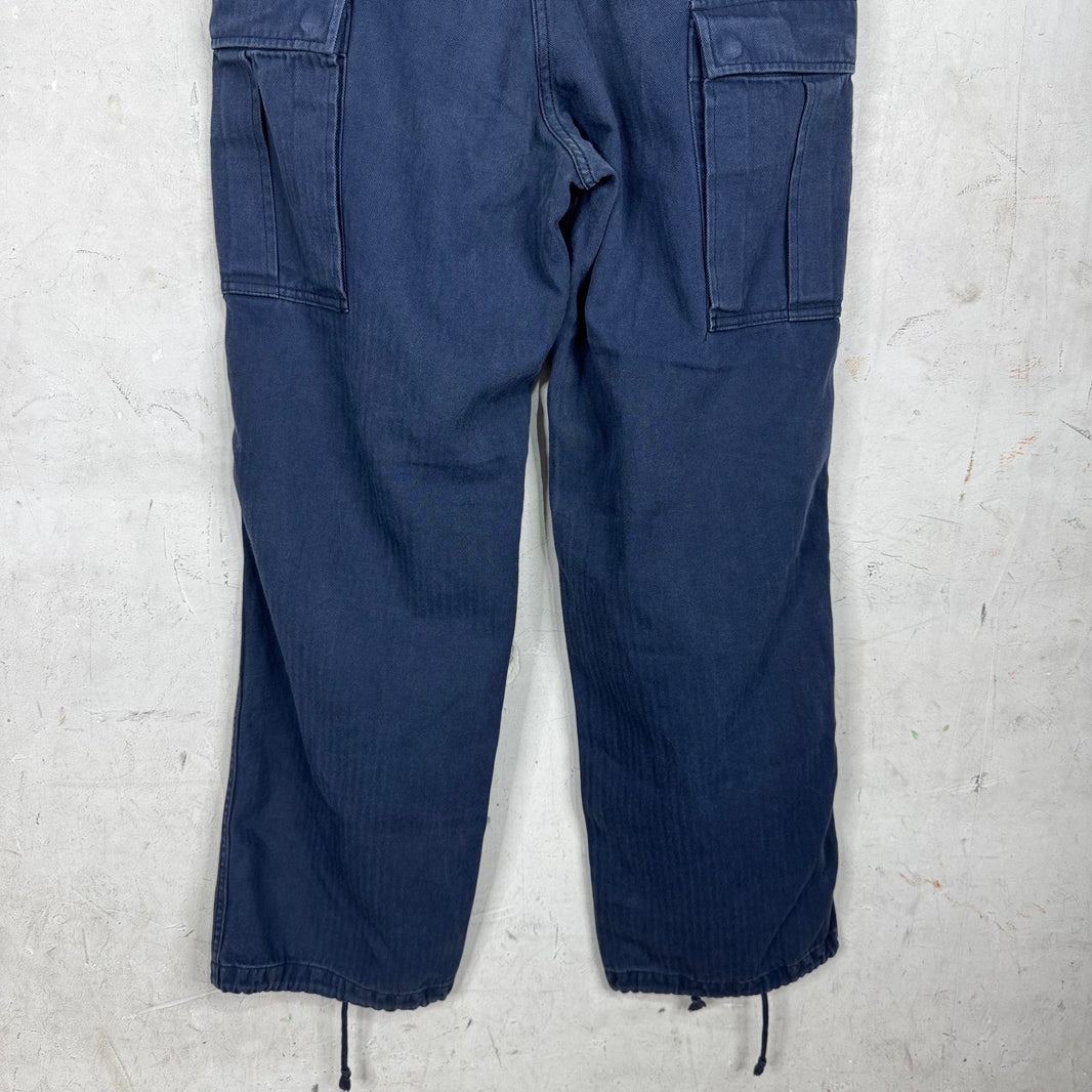 CDG Homme Navy Herringbone Cargos