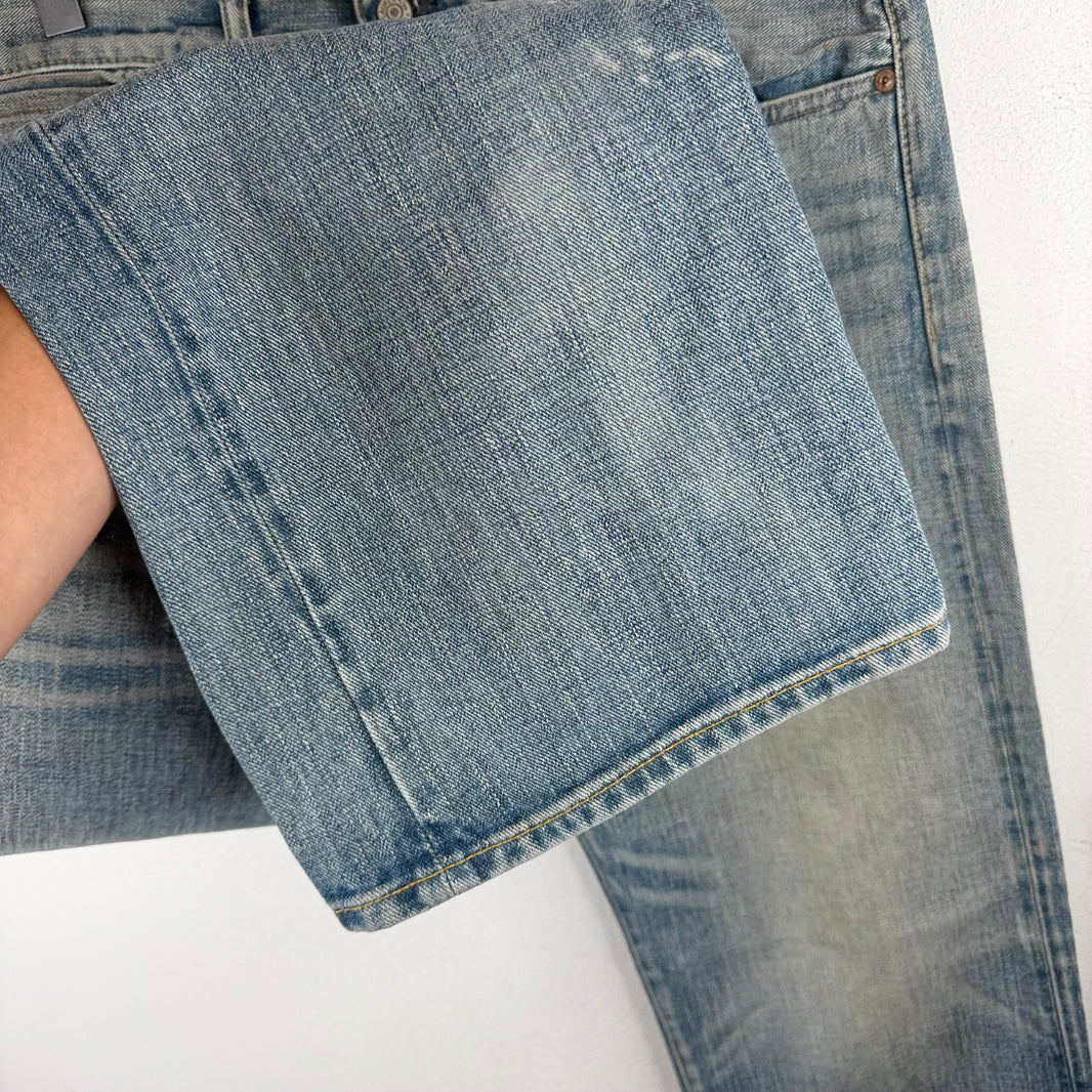 RRL Light Blue Wash Repaired Jeans