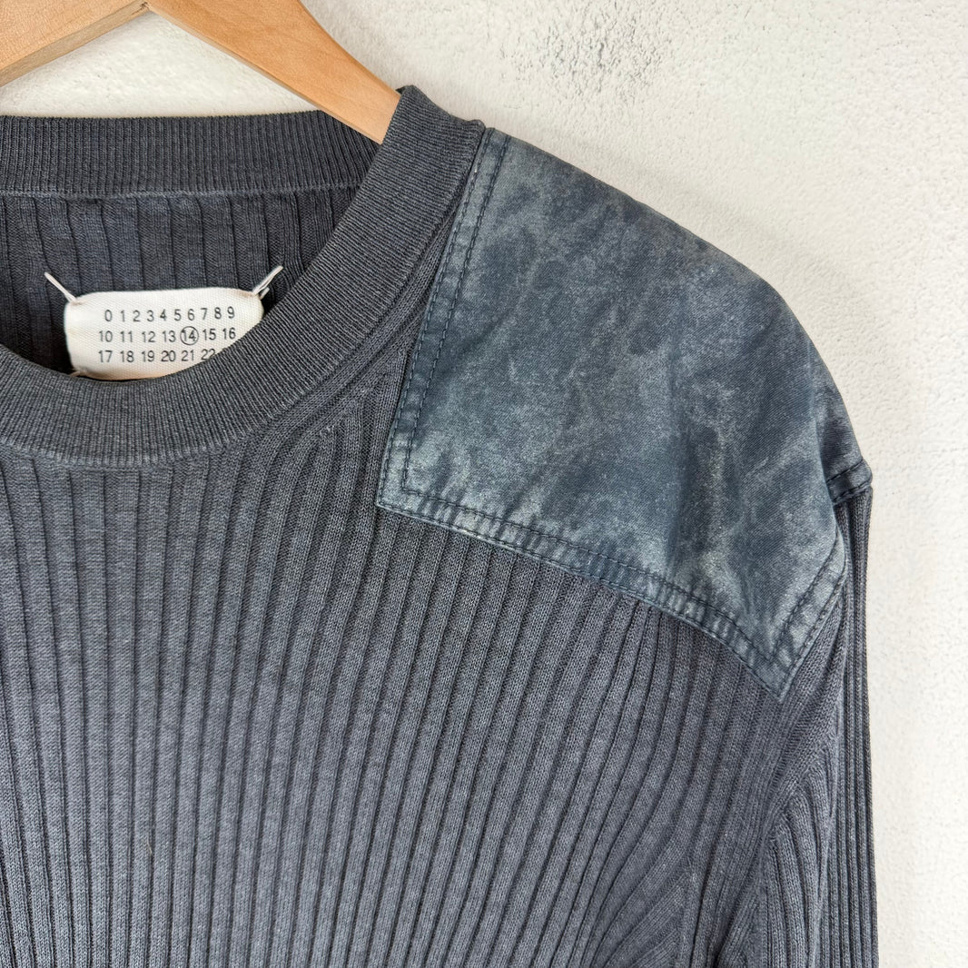 Margiela Shoulder Patched Ribbed Wool Blend Sweater