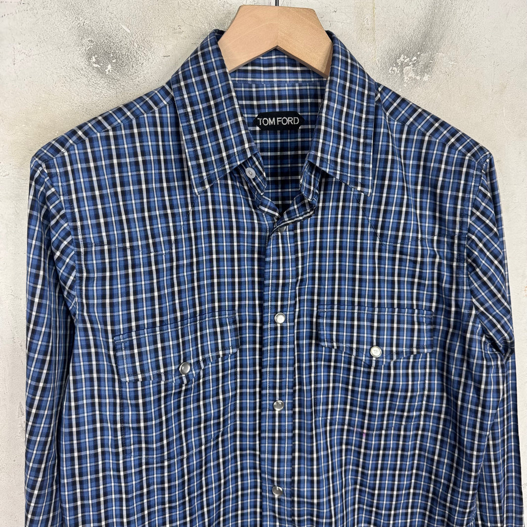 Tom Ford Plaid Snap Button Shirt