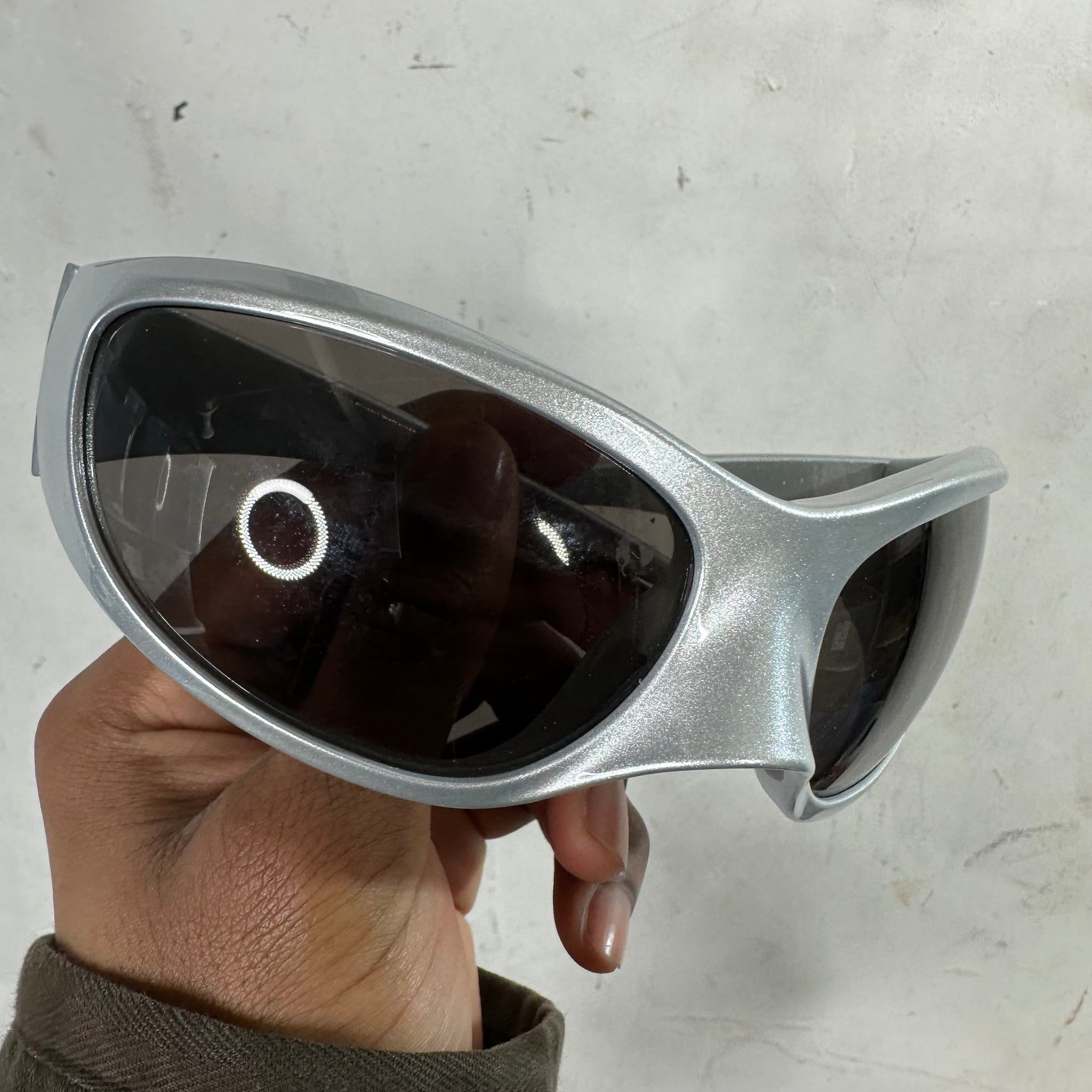 Balenciaga Silver XXL Skin Cat Sunglasses