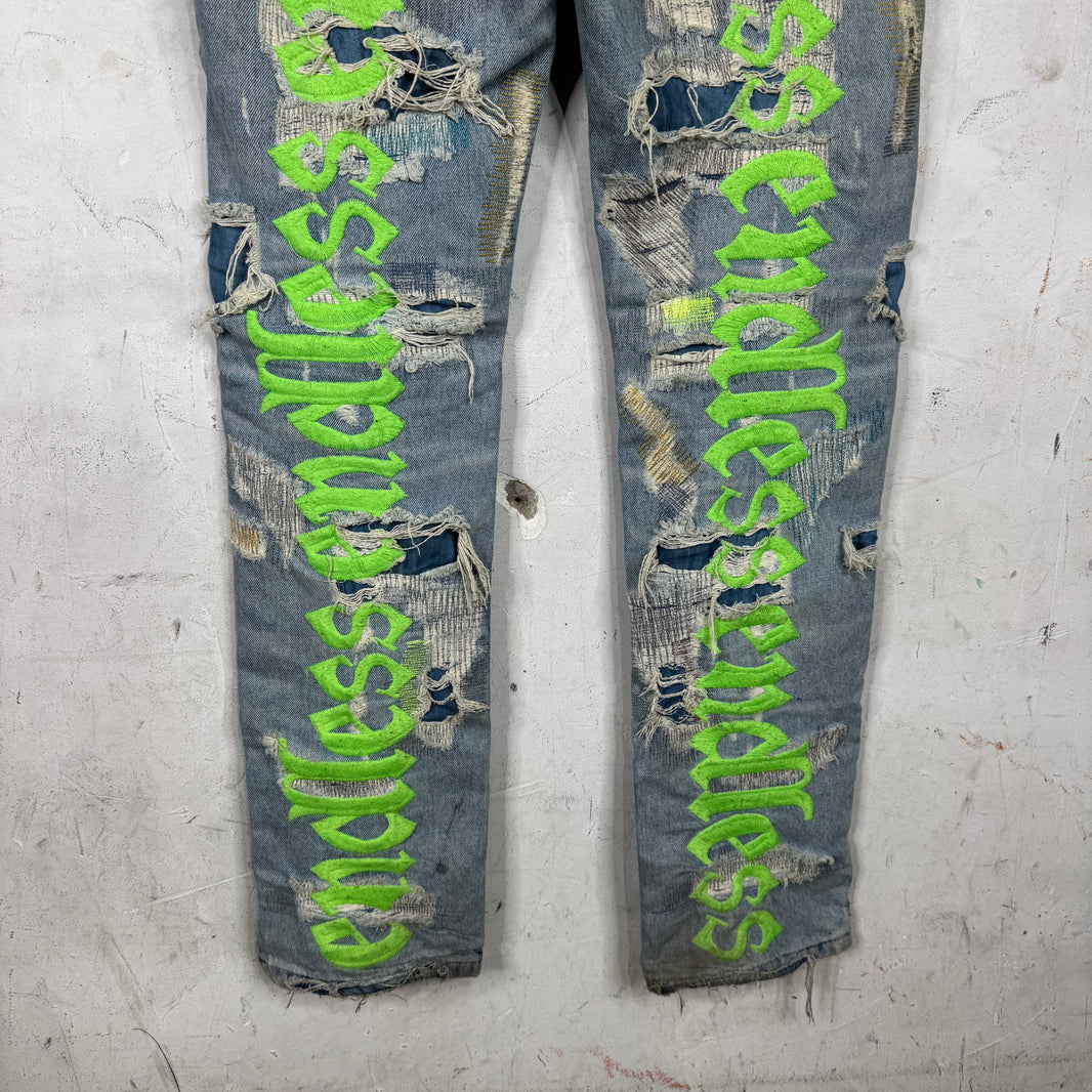 Endless Denim Repaired Back Logo Denim