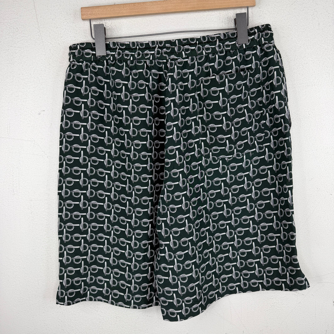 Burberry Green Silk Pattern Shorts