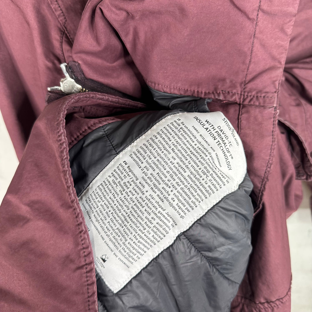 Stone Island Maroon Waxed Long Jacket