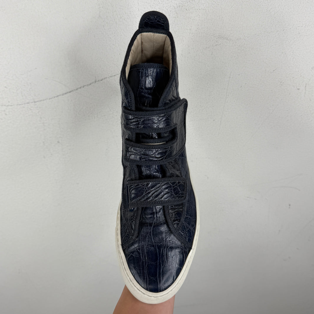 Raf Simons Navy Croc Velcro Strap Sneakers