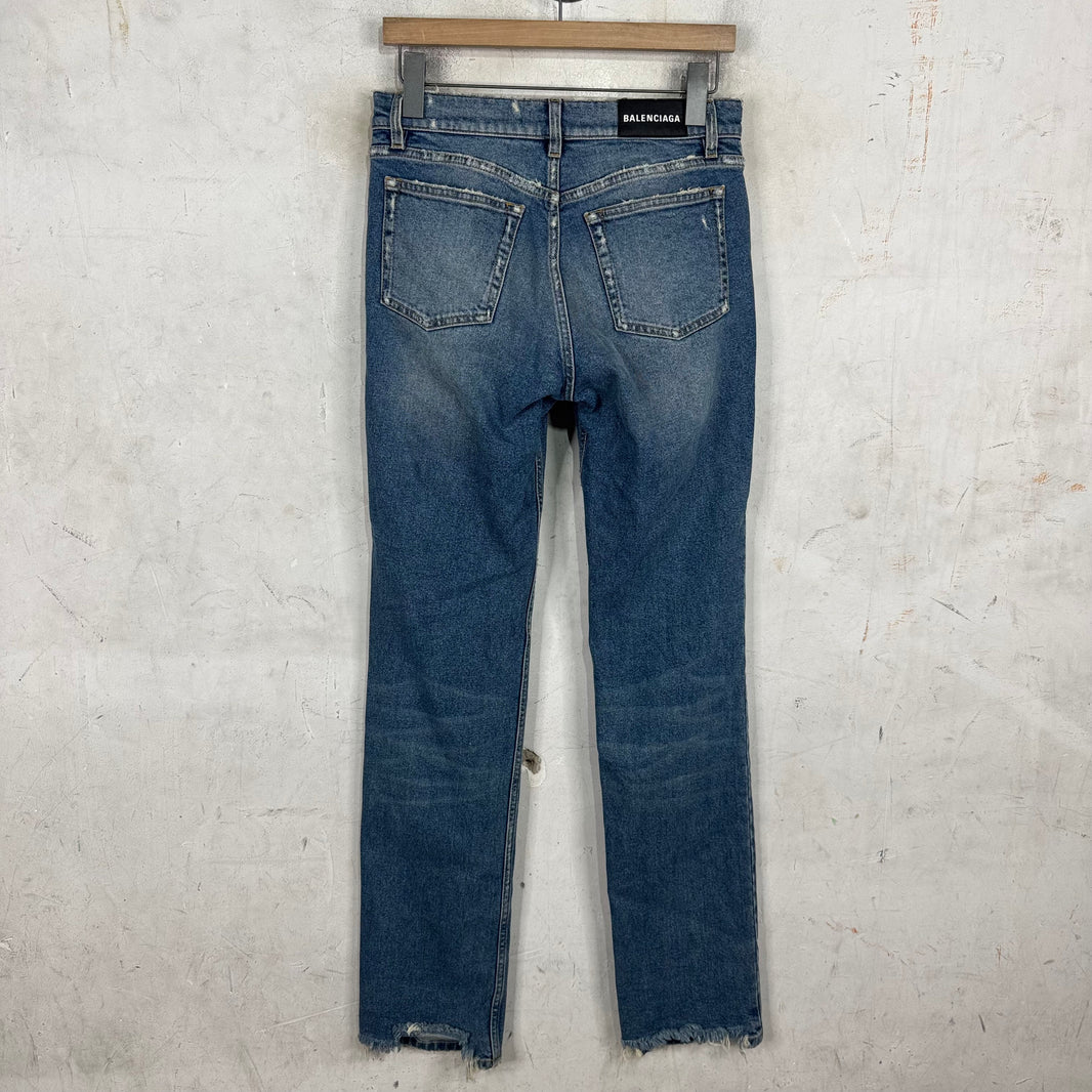 Balenciaga Medium Wash Distressed Skinny Jeans