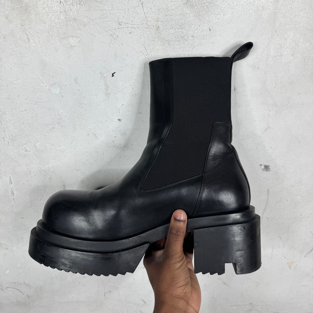 Rick Owens Leather Chelsea Bogun Boots