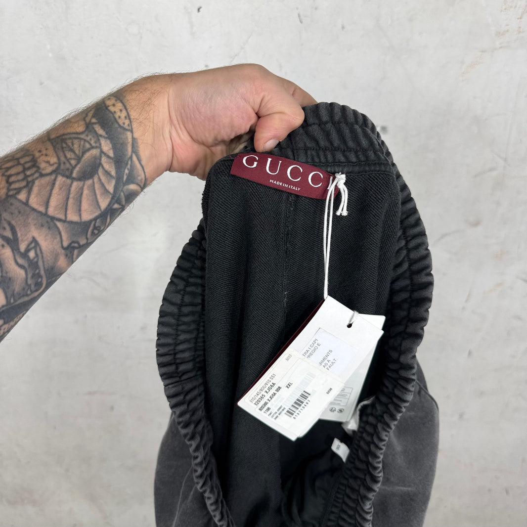 Gucci Frayed Spellout Logo Sweatpants