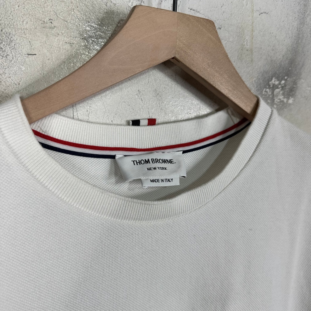 Thom Browne Side Striped White T-Shirt