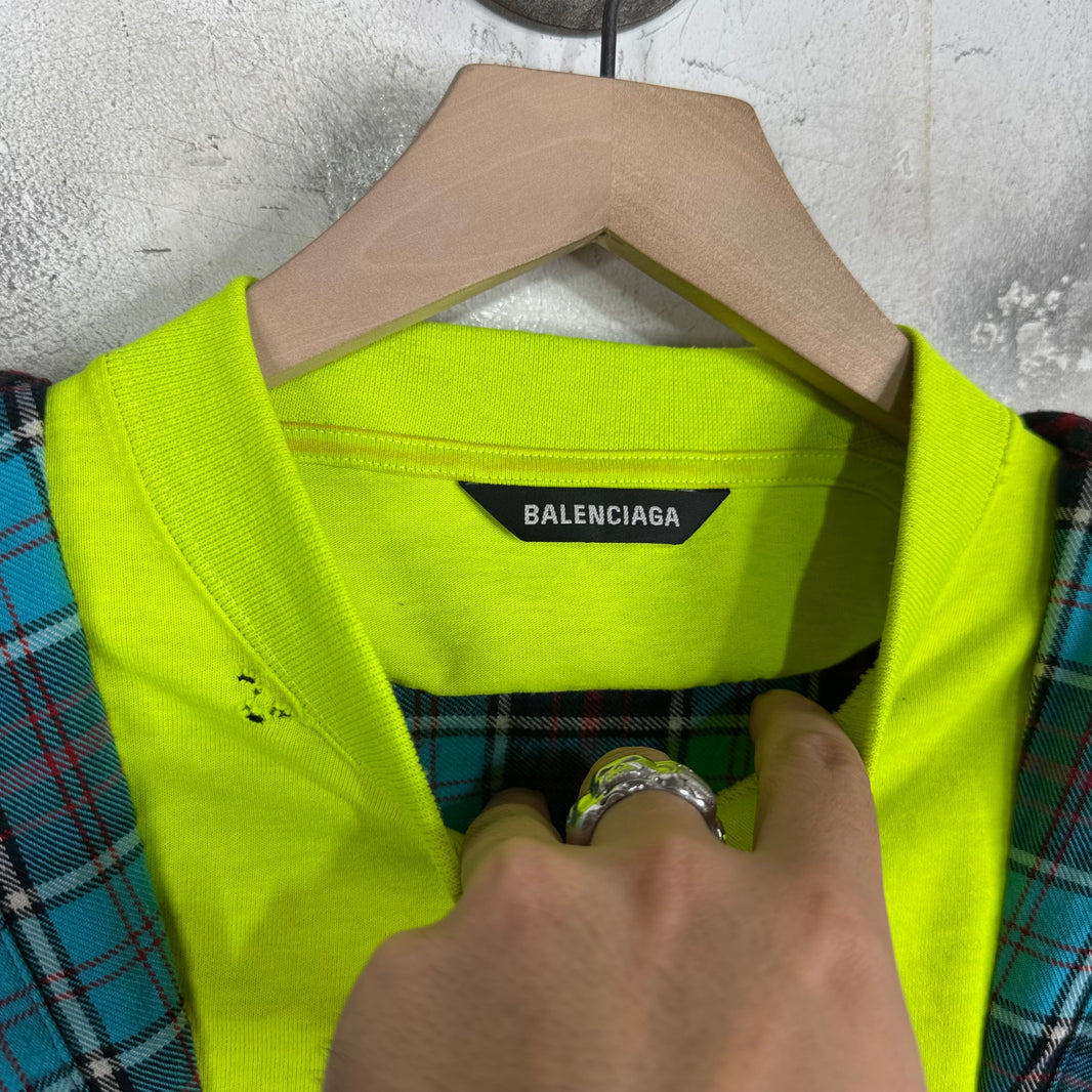 Balenciaga Layered Trompe Flannel Shirt