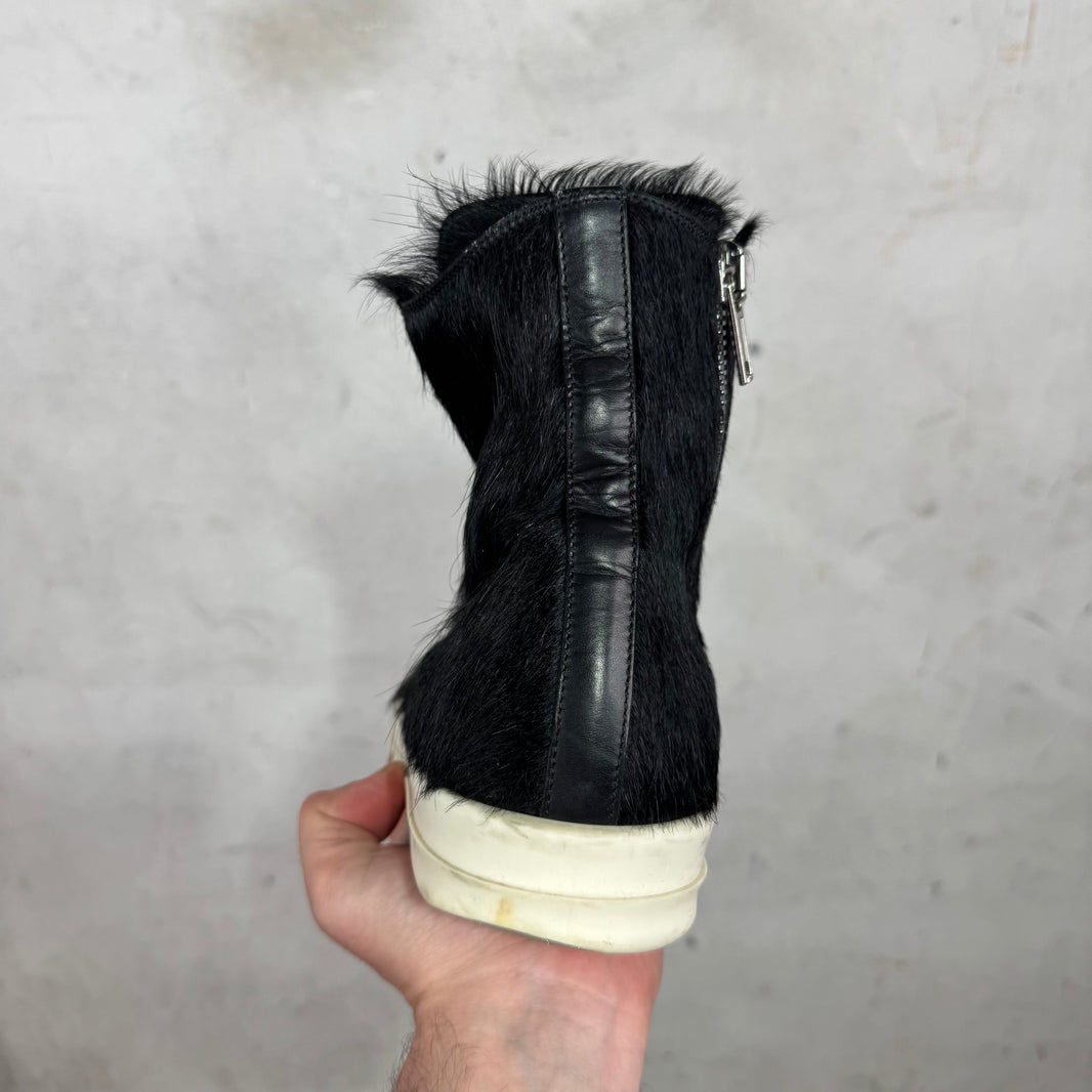 Rick Owens Black Ponyhair Ramone Highs