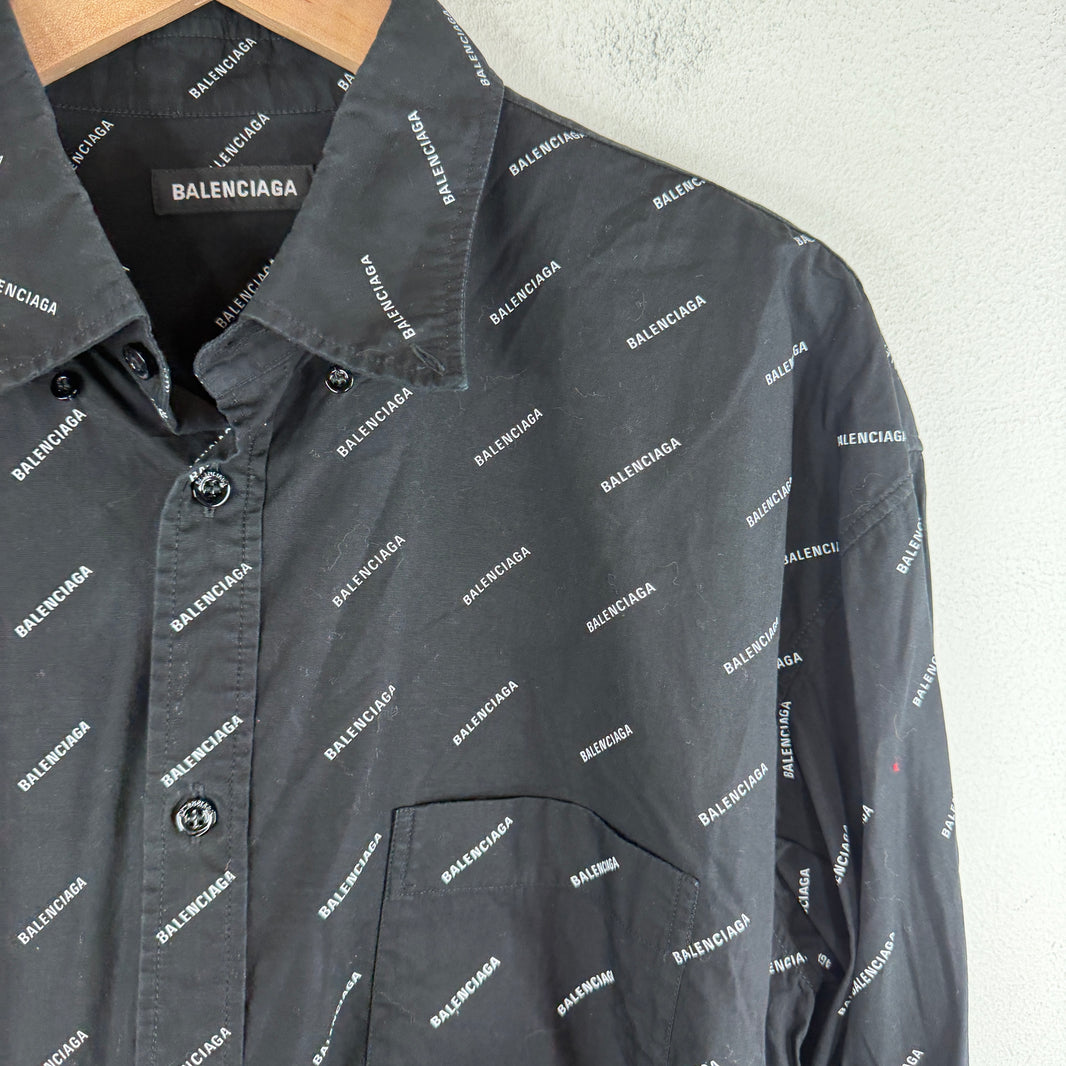 Balenciaga AOP Logo Button Up LS Shirt