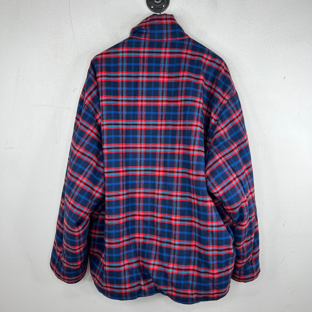 Balenciaga Plaid Puffer Zip Up Jacket