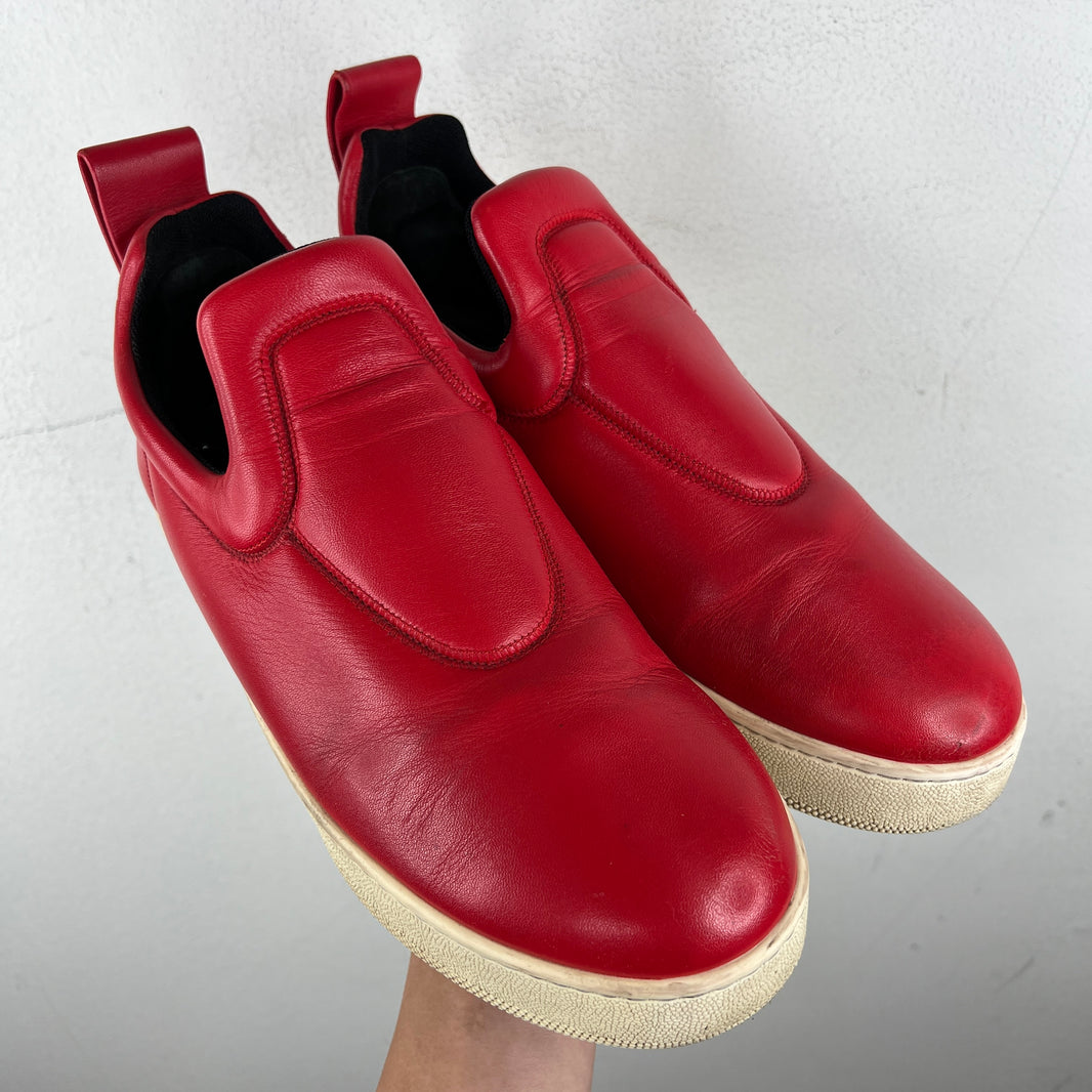 Celine Red Leather Slip On Sneakers
