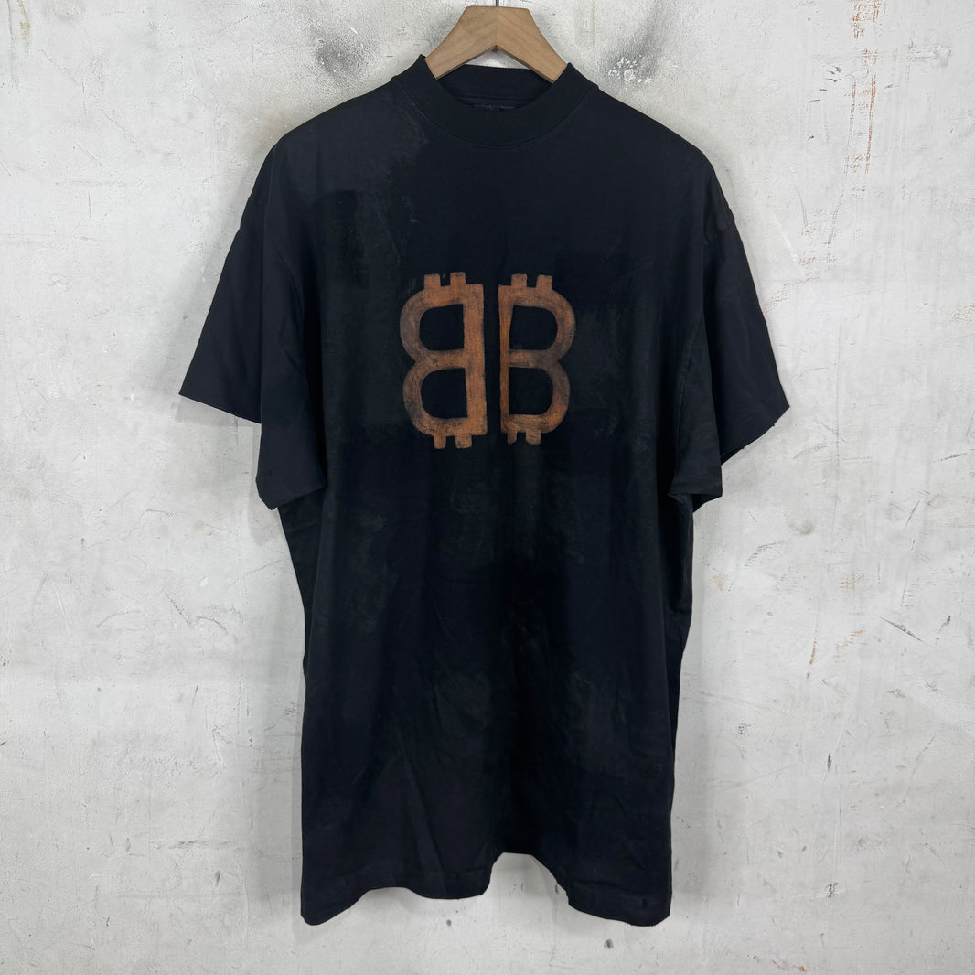 Balenciaga Mudded Bleach Bitcoin T-Shirt