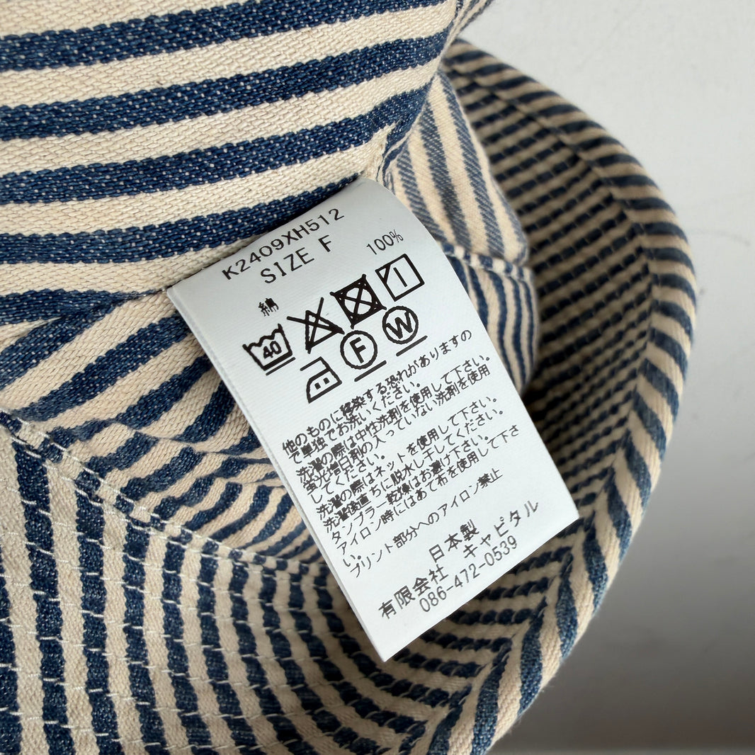 Kapital Denim Repair Pinstripe Bucket Hat