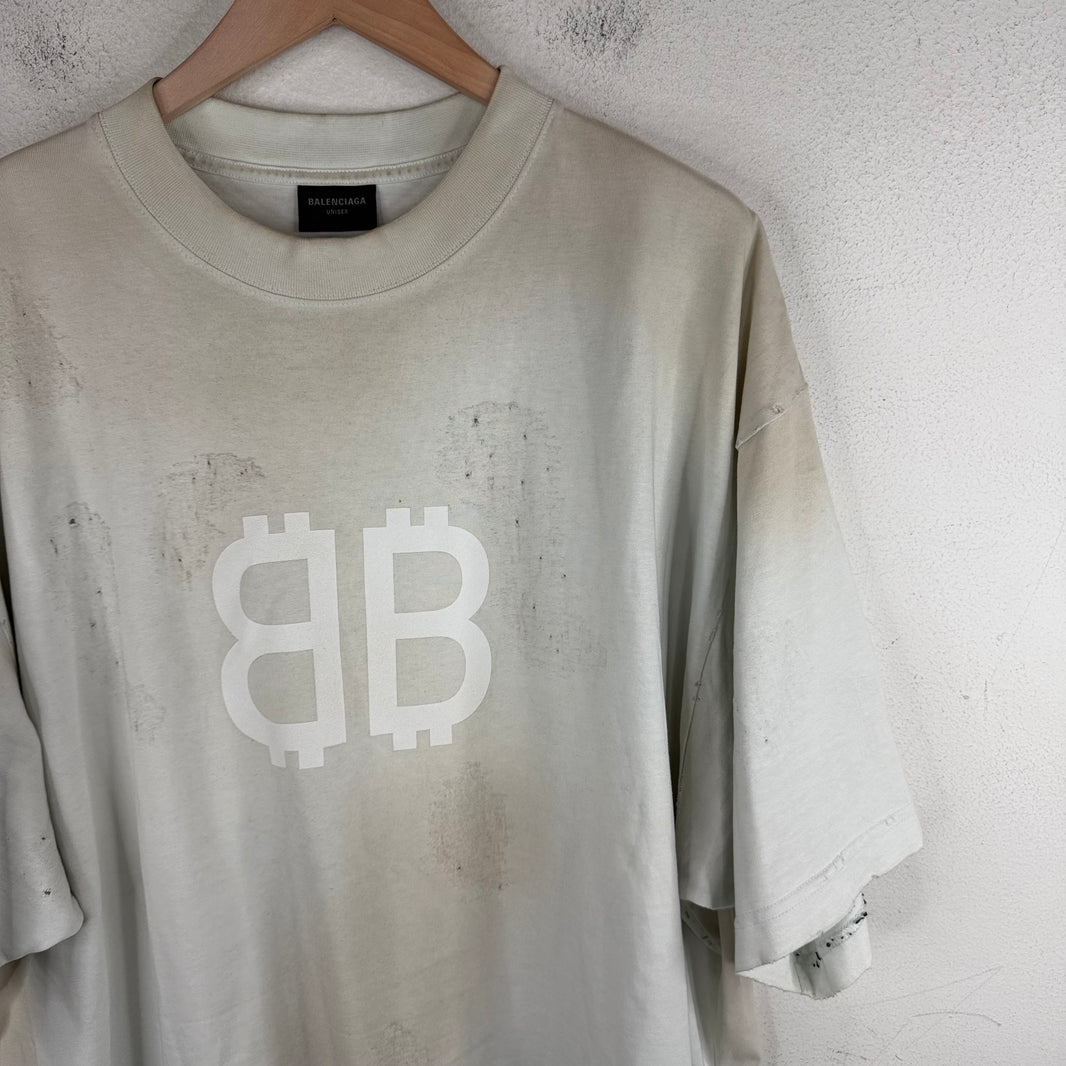 Balenciaga Distressed Tonal Bitcoin T-Shirt