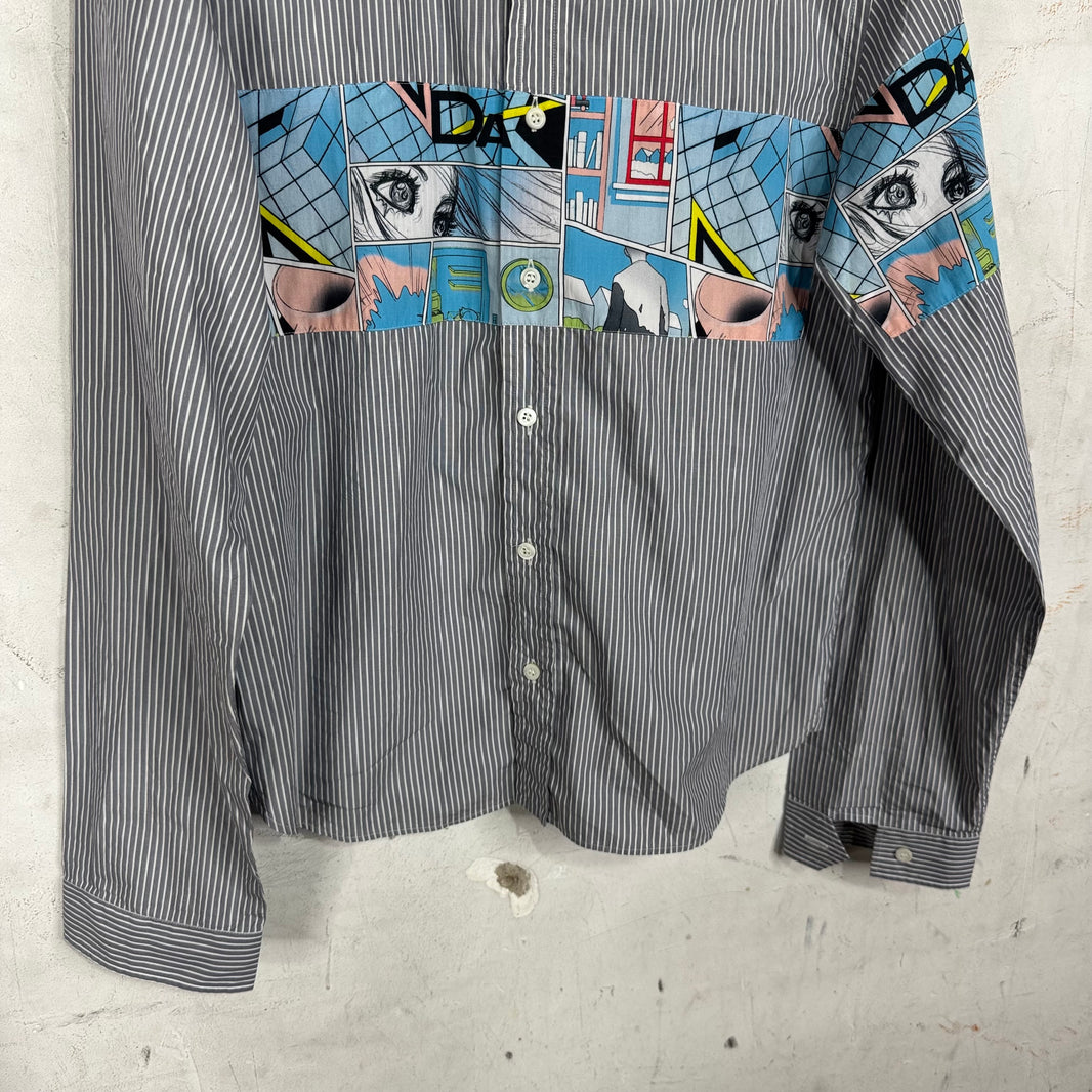 Prada Comic Patch Striped Shirt