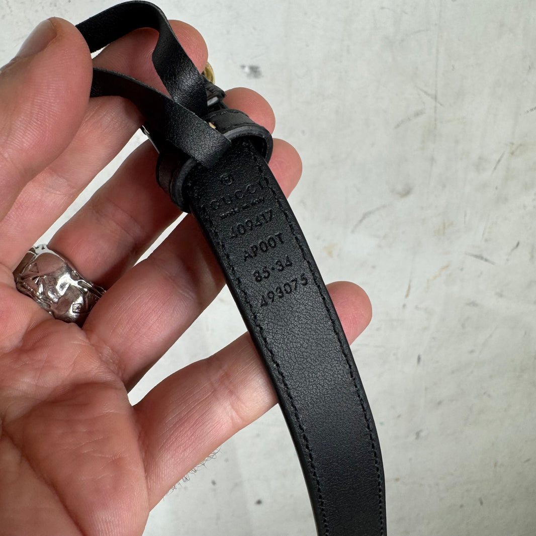 Gucci Interlock Thin Black Leather Belt
