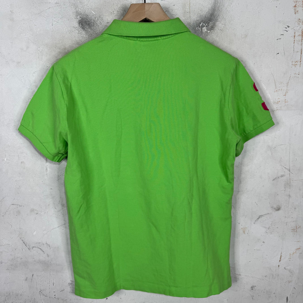 Ralph Lauren Green Pink Neon Big Pony Polo