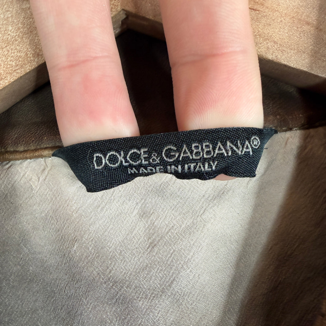 Dolce Gabanna Leather Trim Nylon Racing Jacket