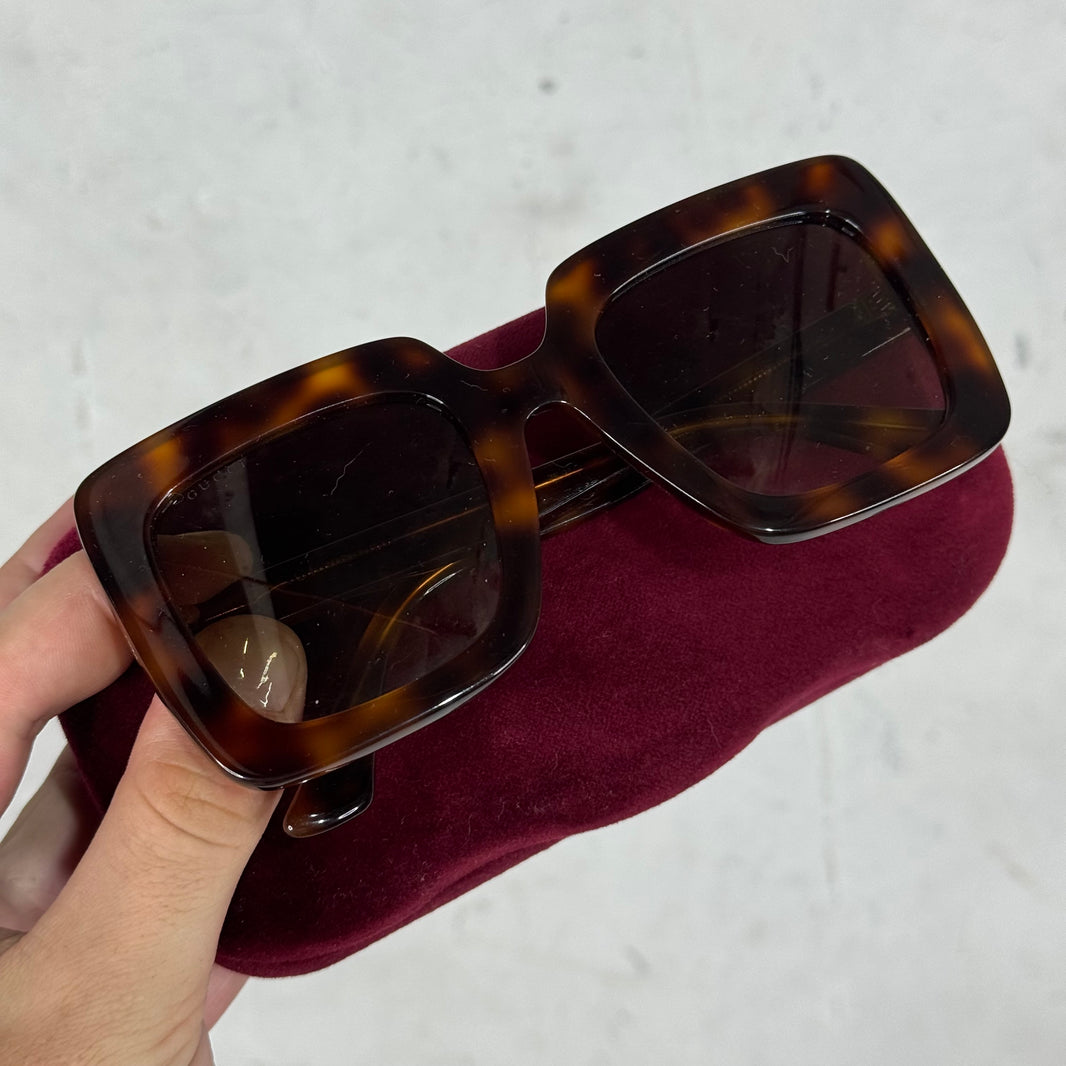 Gucci Wide Lens Tortoise Sunglasses