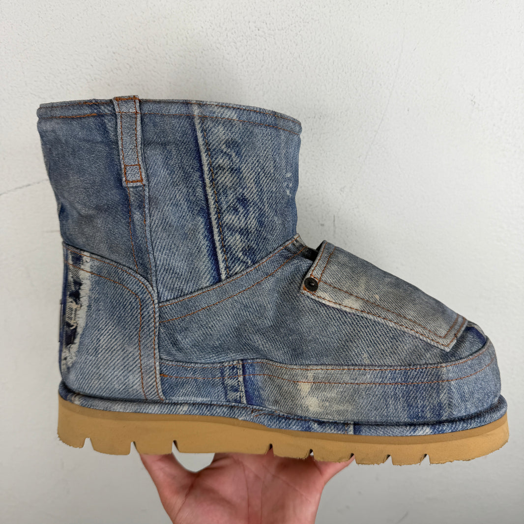 Acne Studios Batter Low Denim Print Boots